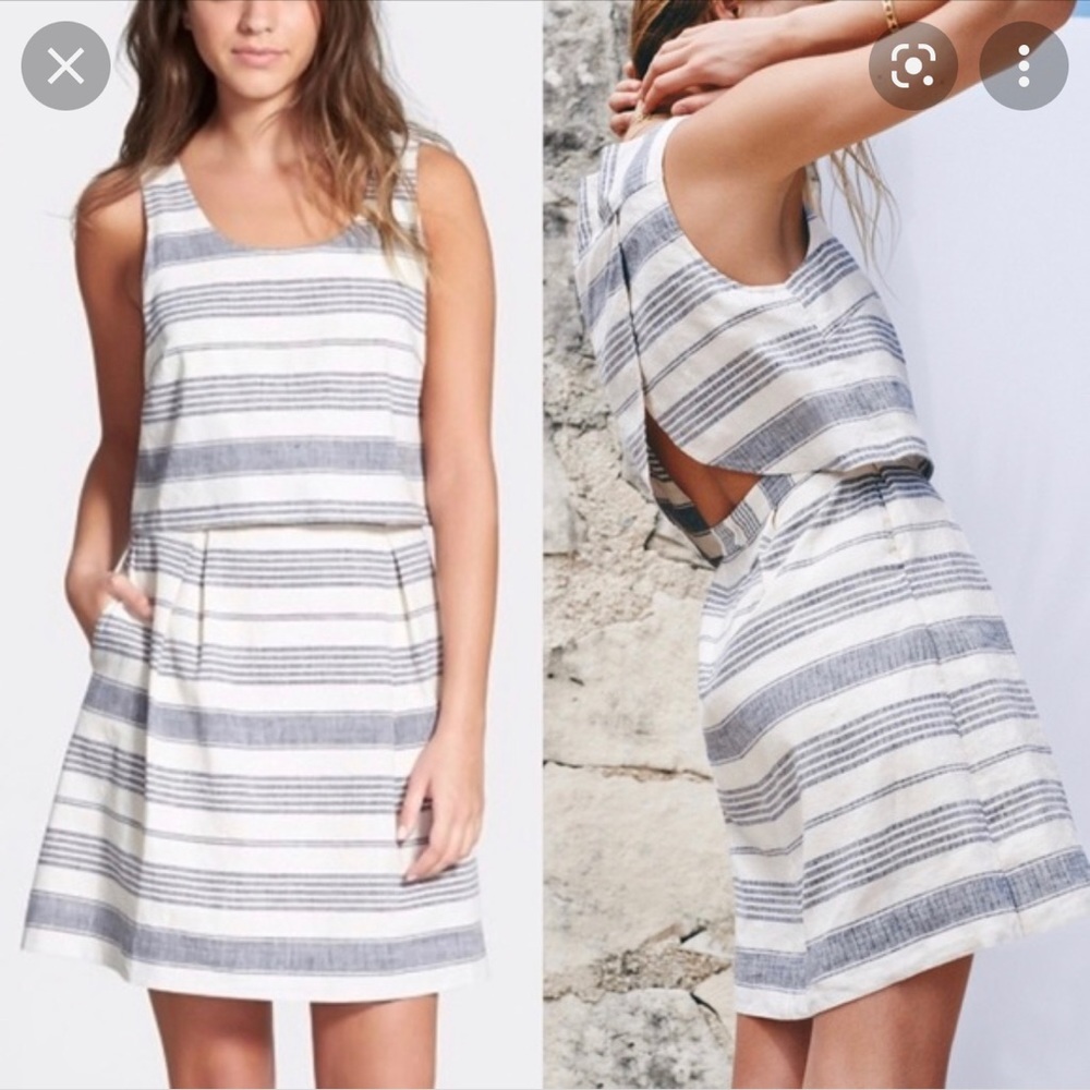 Madewell Stripe Overlay Dress Linen Blend